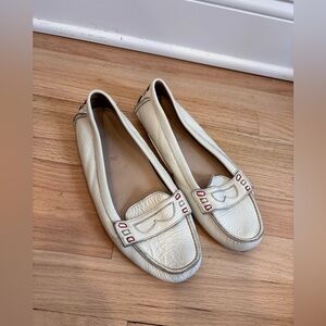 Bally white leather slip-on loafers size 38